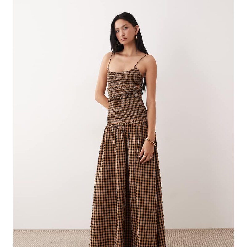 ASOS Tall ASOS DESIGN Tall crinkle maxi dress with shirred dropped 115517760