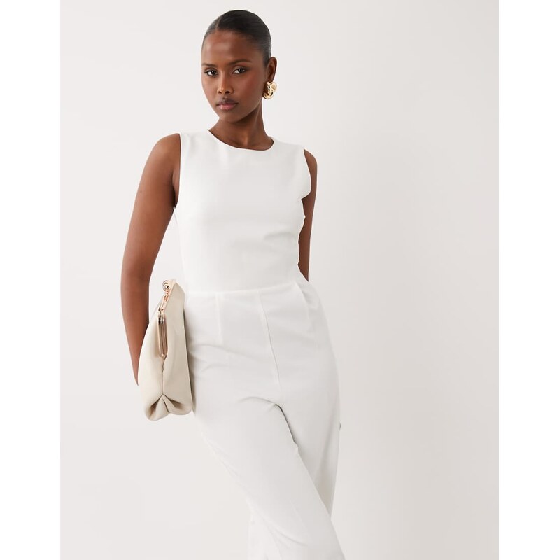 Vila sleeveless woven jumpsuit with keyhole back in white 114719599