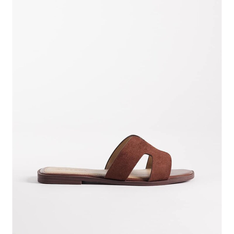SEQWL Wide Fit Storke flat sandals in brown suedette 115517650