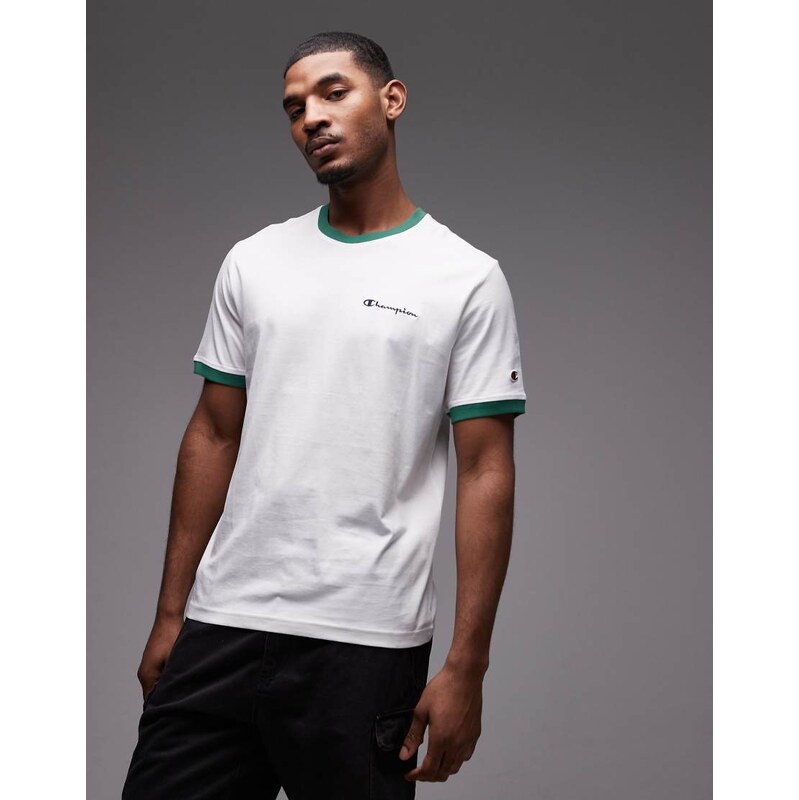 Champion Ringer t-shirt in white and green