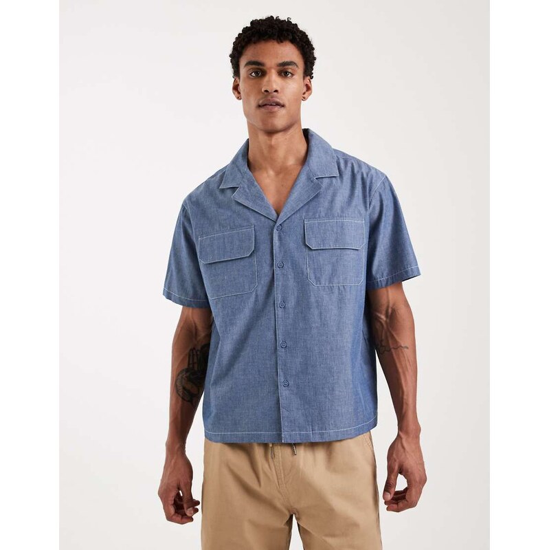 Aray chambray revere shirt in denim blue