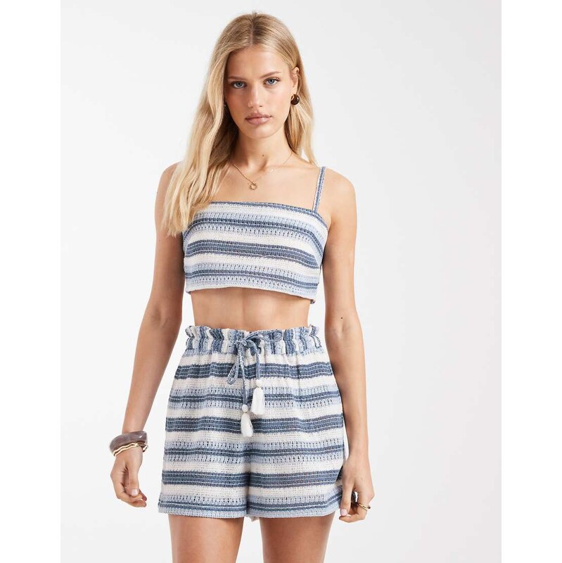 Aray crochet beach short in blue stripe 114725926