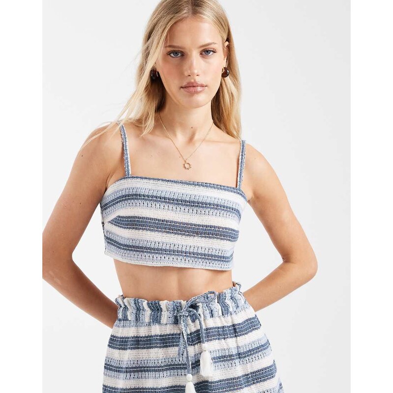 Aray crochet beach top in blue stripe
