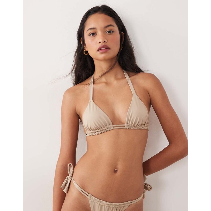 Free Society triangle bikini top in coffee-Brown 114725935