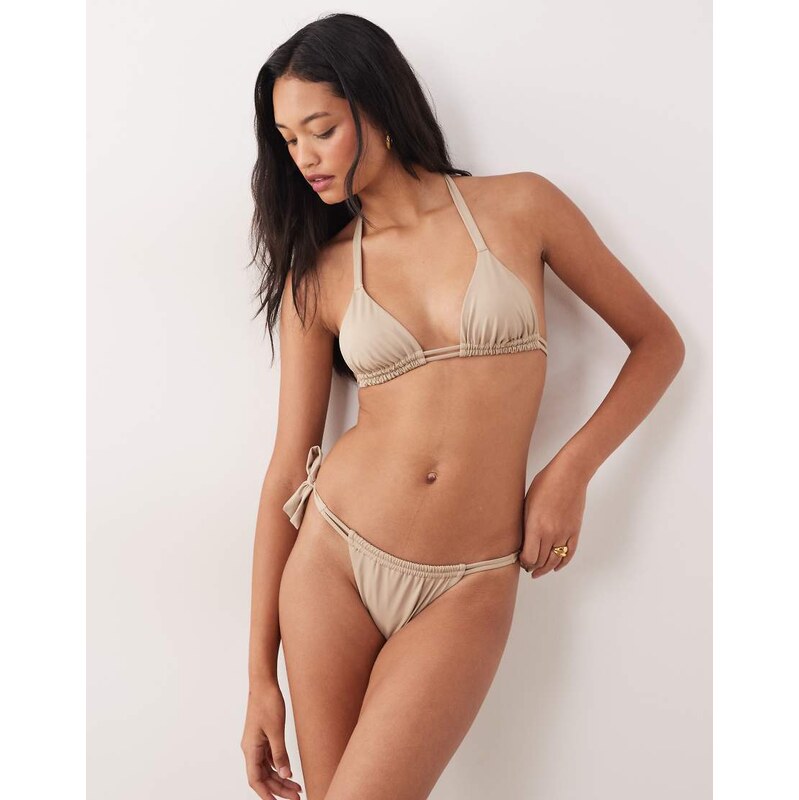 Free Society tieside bikini bottom in coffee-Brown