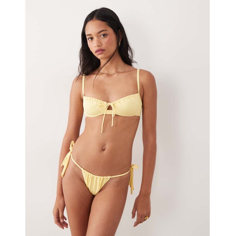 Free Society tieside bikini bottom in butter yellow 114725940