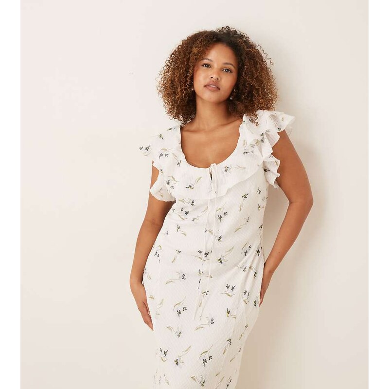 ASOS Curve ASOS DESIGN Curve ruffle sweetheart neckline textured