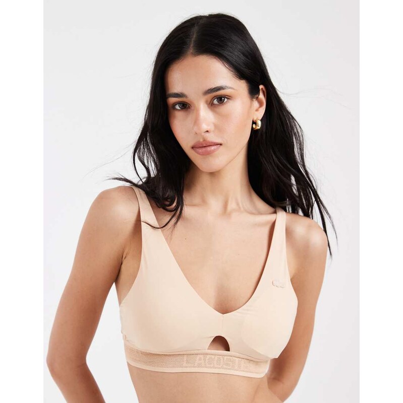 Lacoste microfibre cut out bra in beige-Neutral 114733706