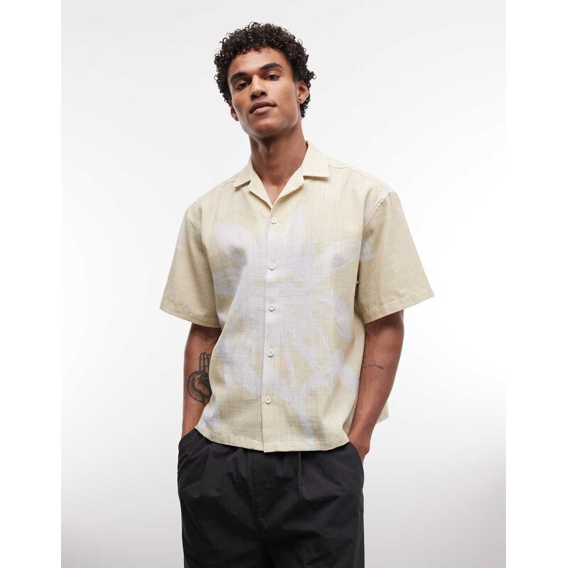 ASOS DESIGN oversized revere collar shirt with all over floral