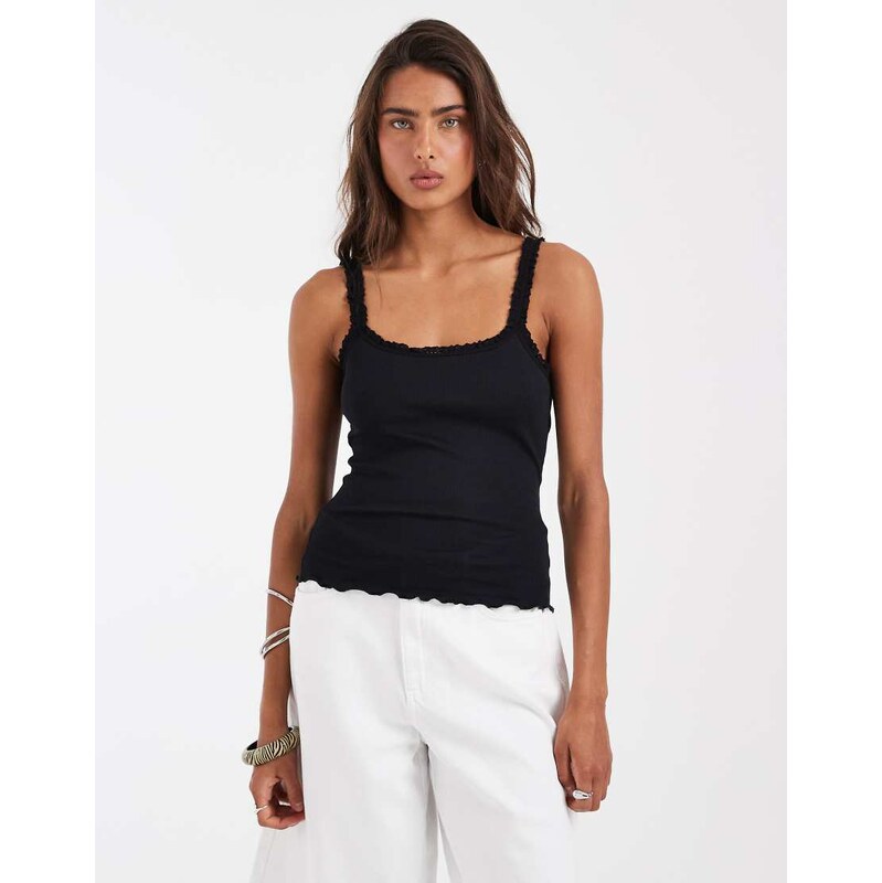 ASOS DESIGN trim detail cami in black