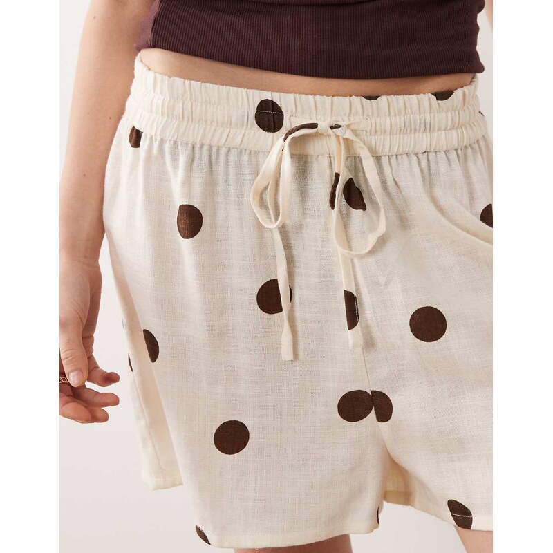 ASOS DESIGN linen co-ord short in polka dot-Multi