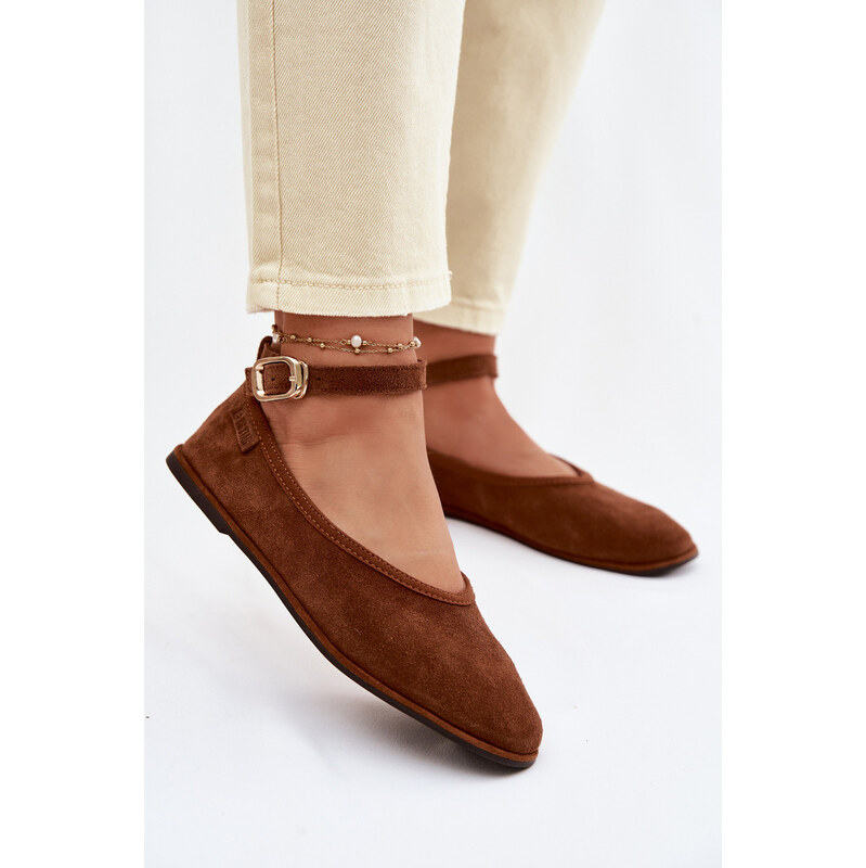 Big Star Shoes Baleríny z přírodního semiše Big Star TT274211 Camel 114724459