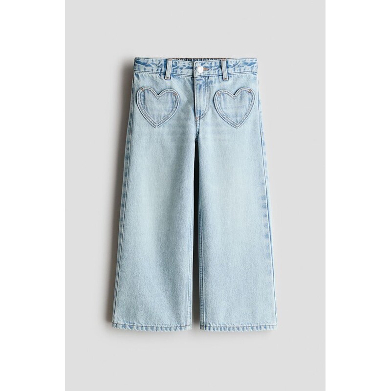 H&M - Džínys motivem Wide Leg - Světlý Denim Blue