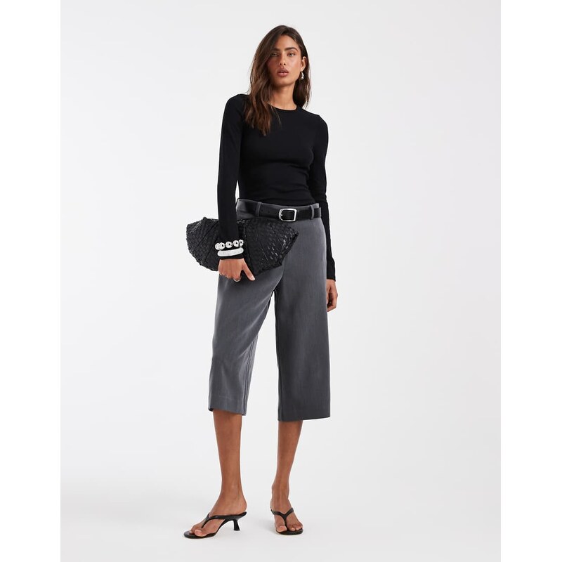 ASOS DESIGN clean fitted long sleeve top in black