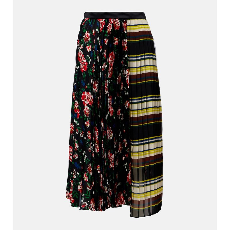 Sacai Printed plissÃ midi skirt