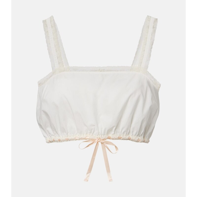 Posse Alma lace-trimmed cotton crop top