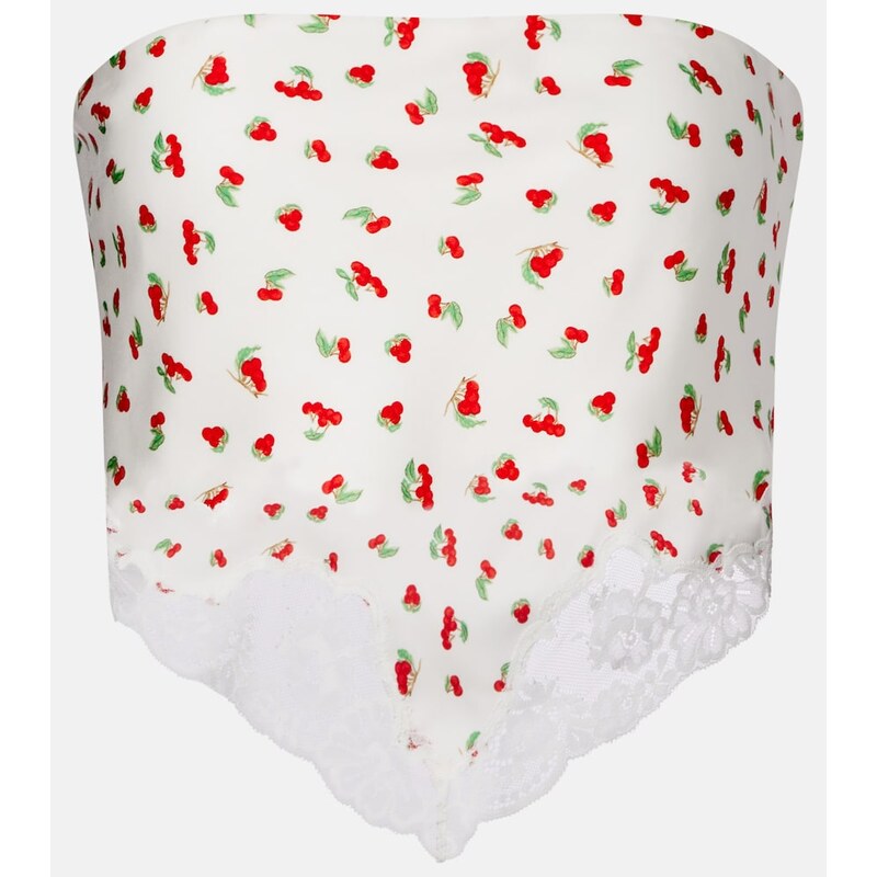 Posse Fae lace-trimmed printed top
