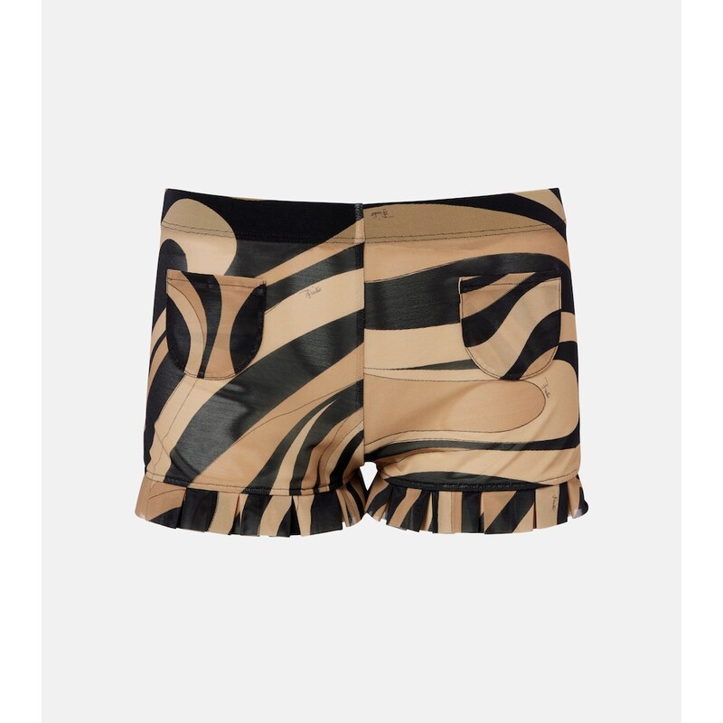 Pucci Marmo ruffled mesh shorts