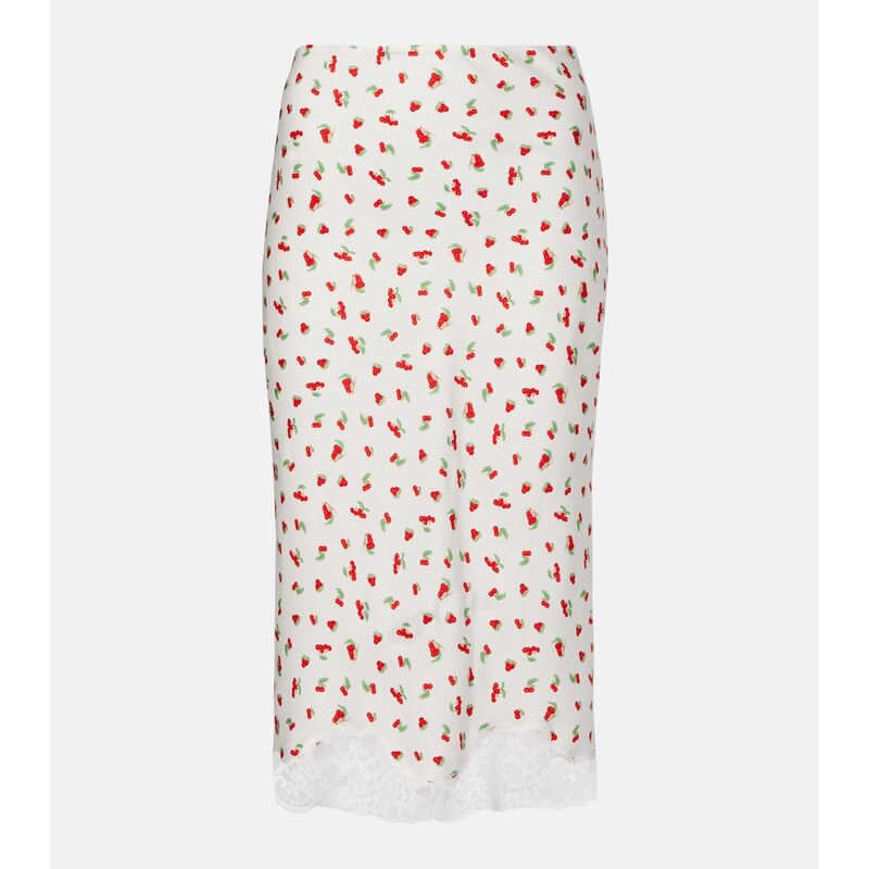 Posse Fae lace-trimmed printed midi skirt