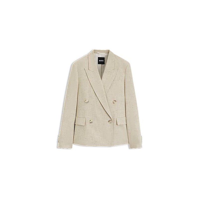 BOSS Regular-fit blazer in textured slub fabric 114726541