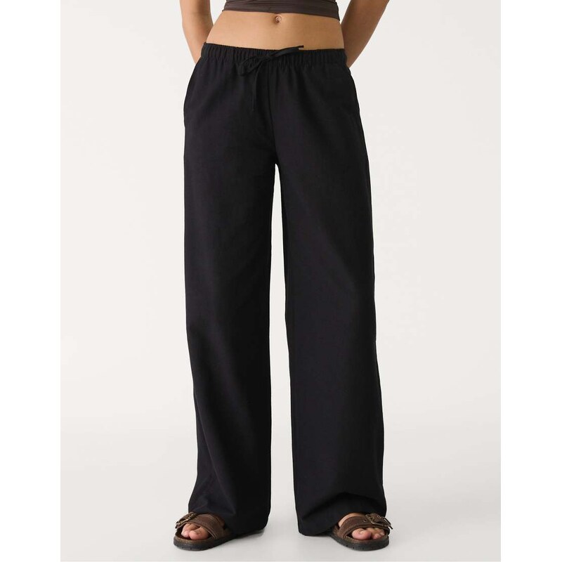 Stradivarius drawstring trousers in black