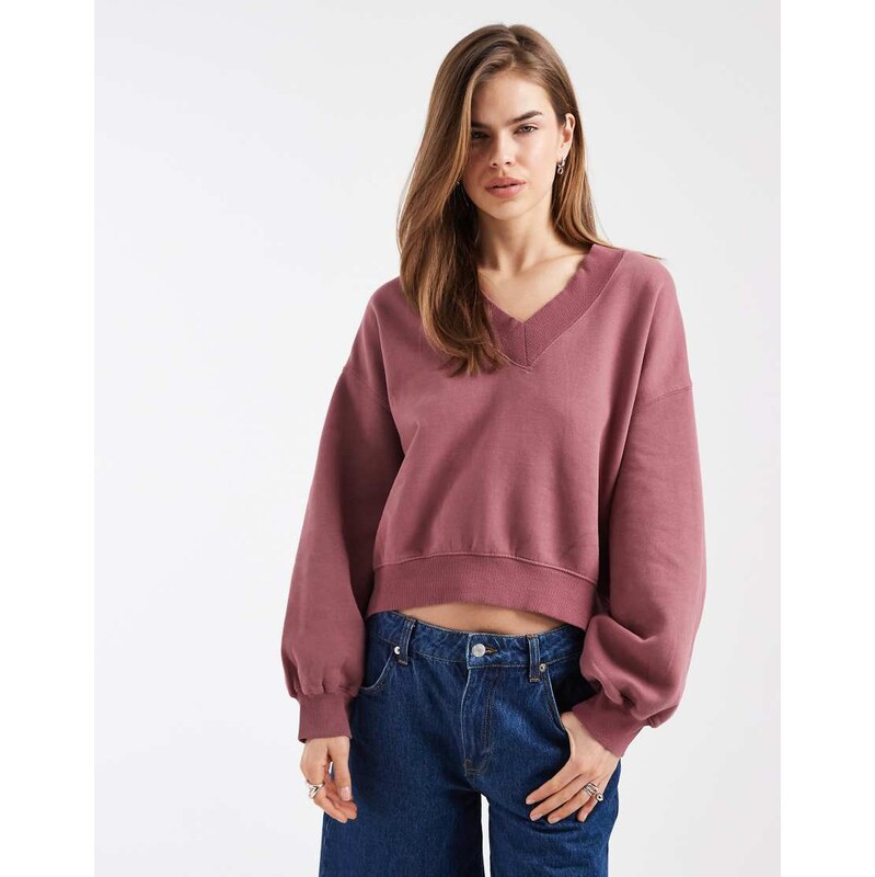 Levis slouchy v-neck sweatshirt in berry red 114727756