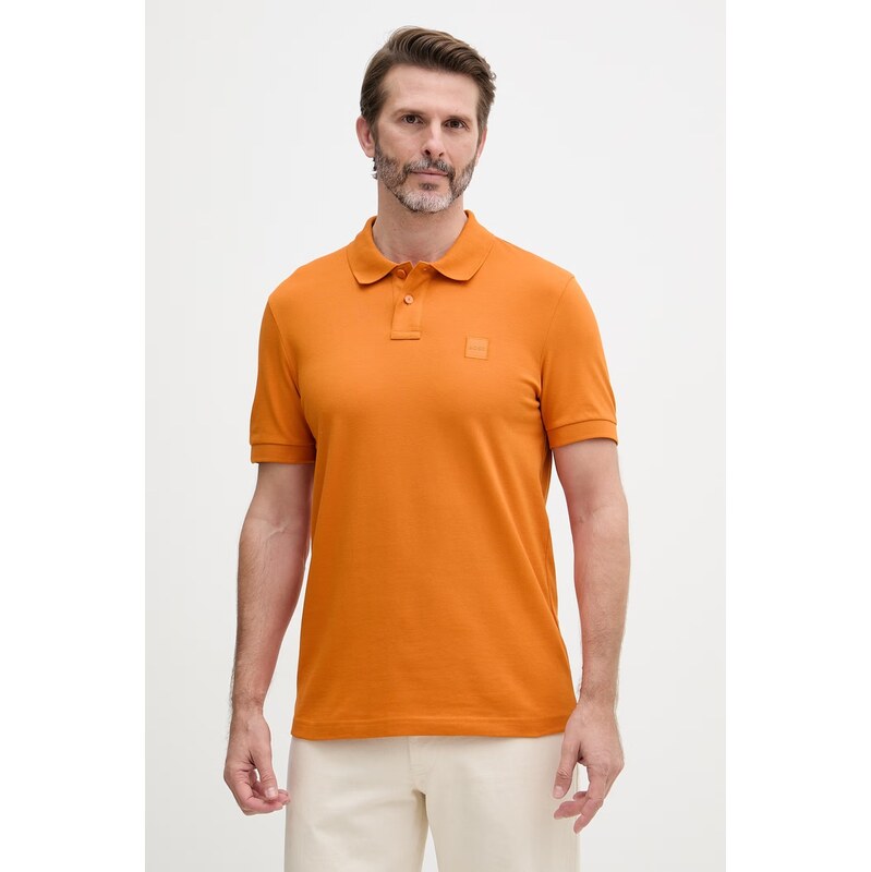 BOSS Orange polo pánské bavlněné s elastanem Passenger