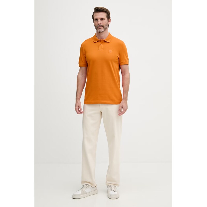 BOSS Orange polo pánské bavlněné s elastanem Passenger
