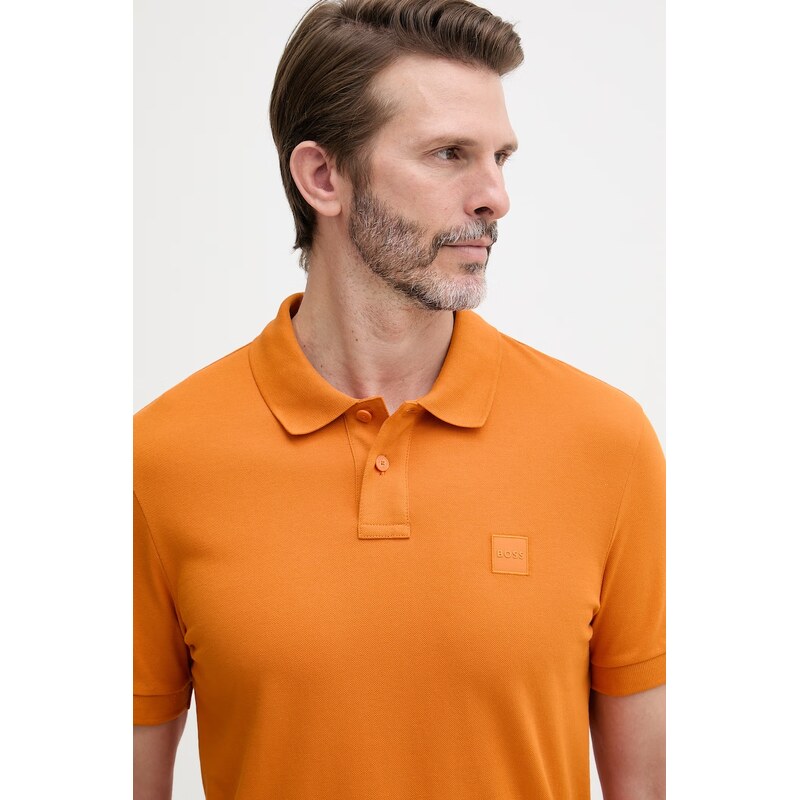 BOSS Orange polo pánské bavlněné s elastanem Passenger
