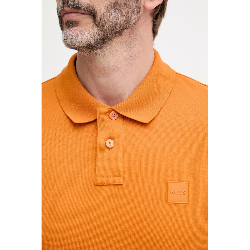 BOSS Orange polo pánské bavlněné s elastanem Passenger