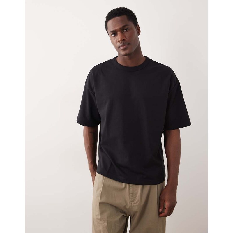 ASOS DESIGN breatheMAX heavyweight boxy oversized t-shirt in black cotton blend