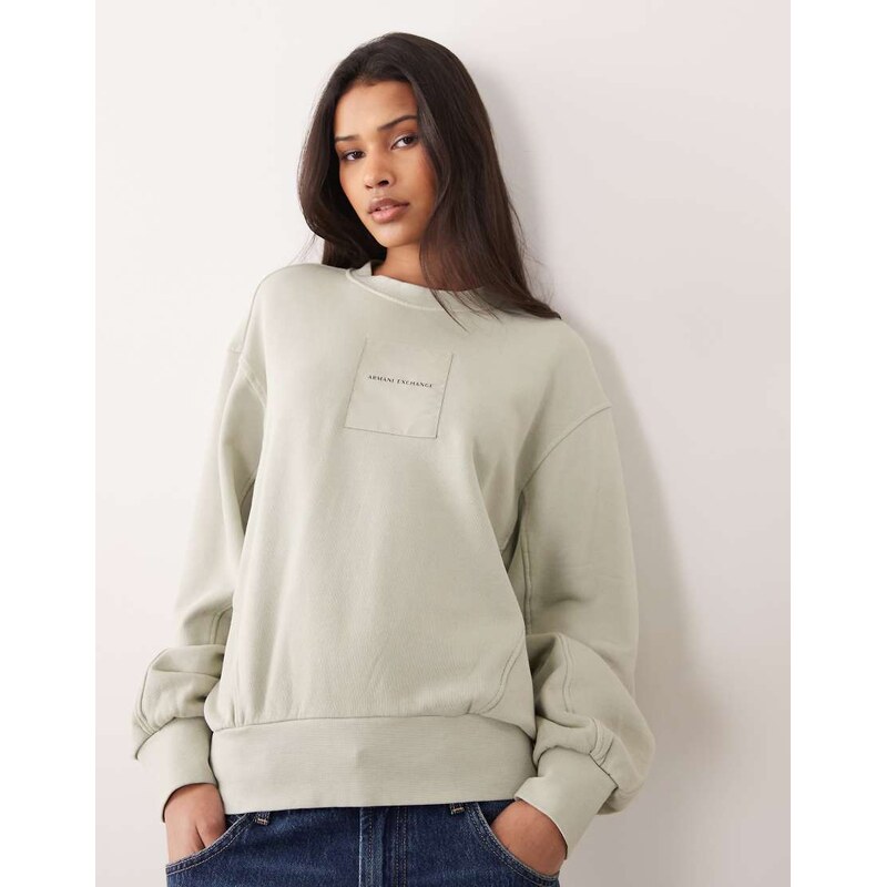 Armani Exchange logo sweatshirt in ecru-White