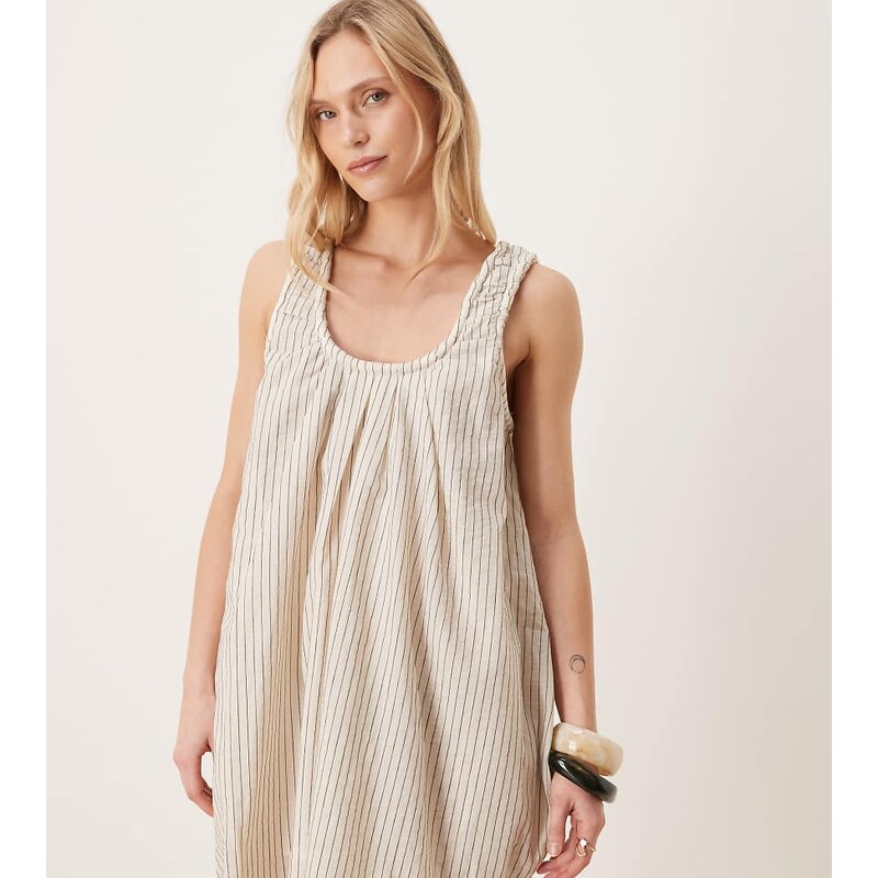ASOS Petite ASOS DESIGN Petite scoop ruched neck mini dress in stripe 115520876