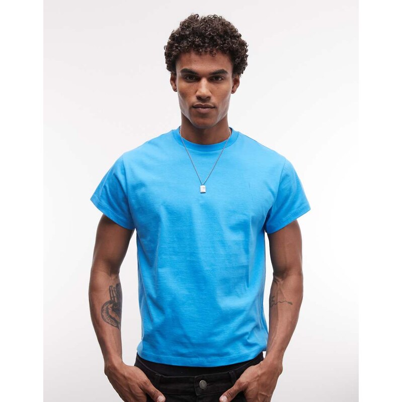 Reclaimed Vintage boxy oversized cropped t-shirt in blue
