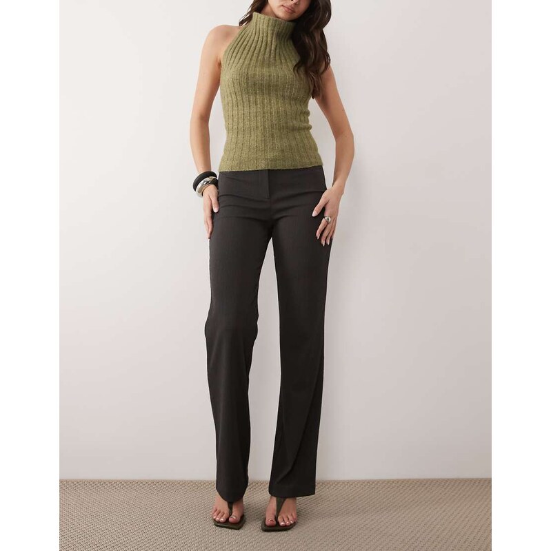 Mango Klume textured straight leg trouser in grey