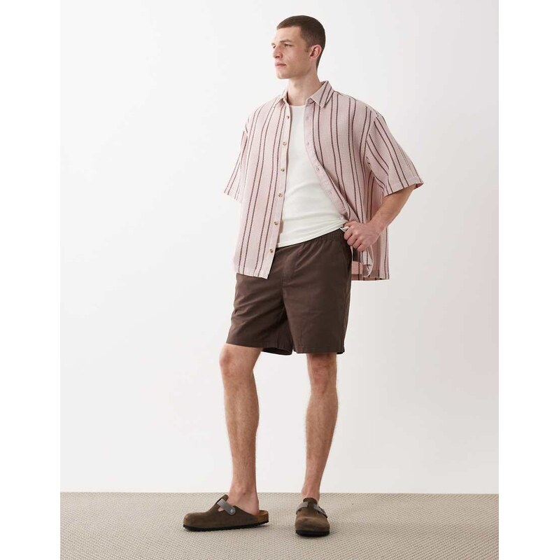 ASOS DESIGN linen blend short in short length in brown