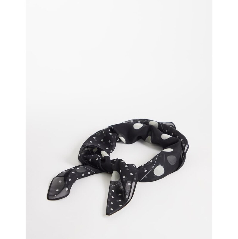 My Accessories chiffon polka dot bandana in black and cream 114746539