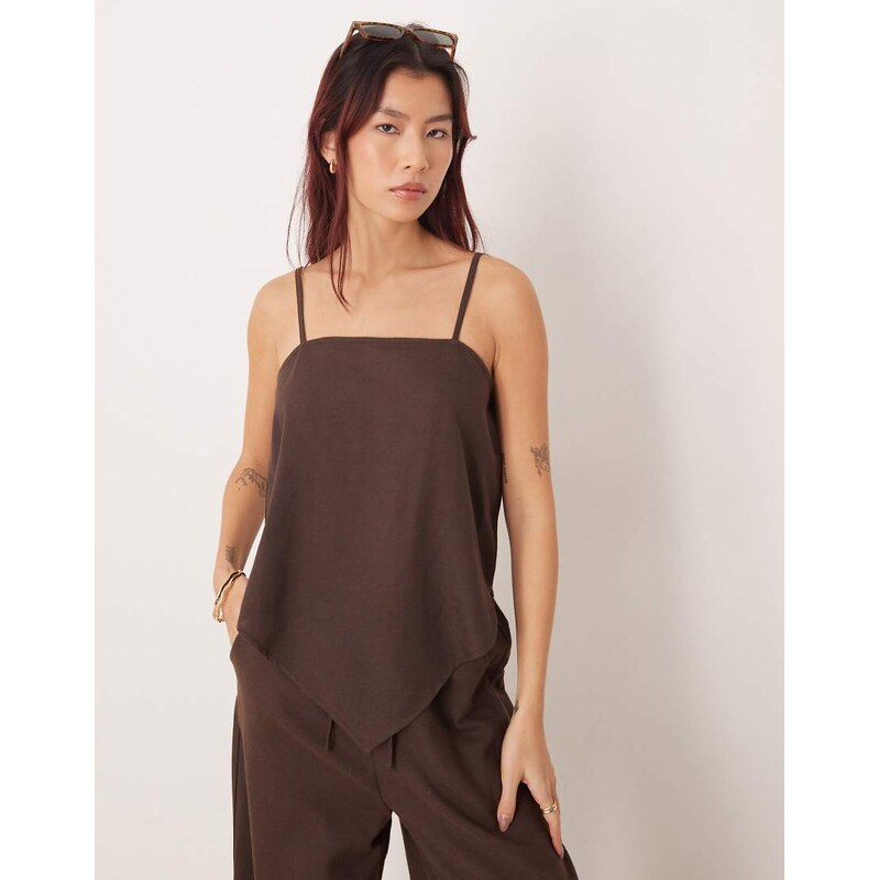 Esmee hankerchief style beach top co-ord in chocolate brown 114962103