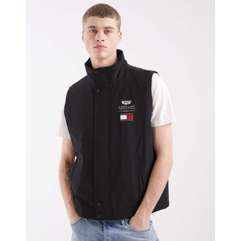 Tommy Hilfiger x Cadillac F1 logo gilet in black