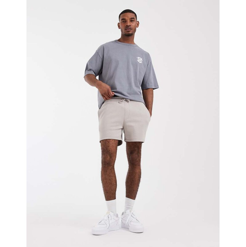 ASOS DESIGN essentials slim fit jersey shorts in grey-Neutral