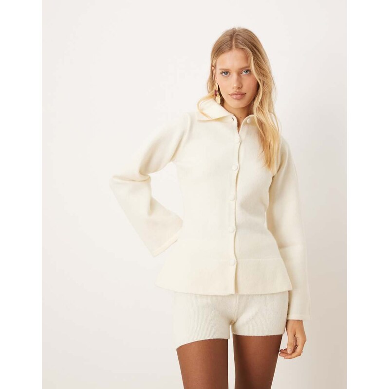 Pretty Lavish knitted exaggerated collar detail cardigan co-ord in 114733674