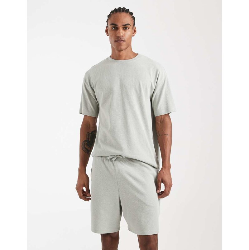 New Look co-ord waffle shorts in mint green
