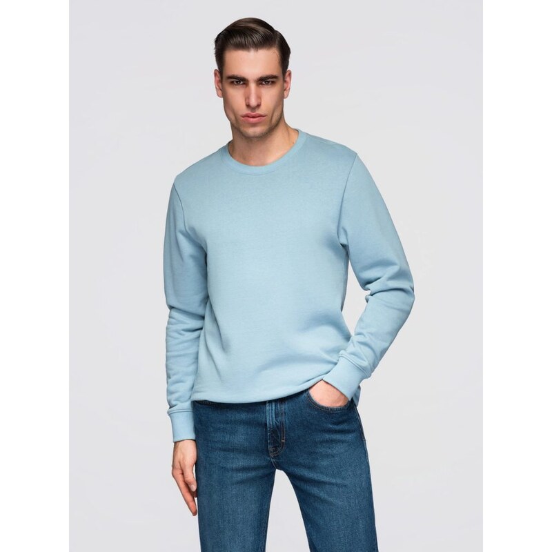Ombre Clothing Módní světle modrá mikina bez kapuce V7 SSBN-0271
