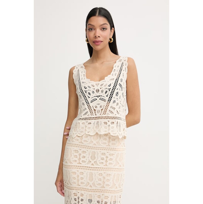 Guess crop top dámský bavlněný OCTAVIA
