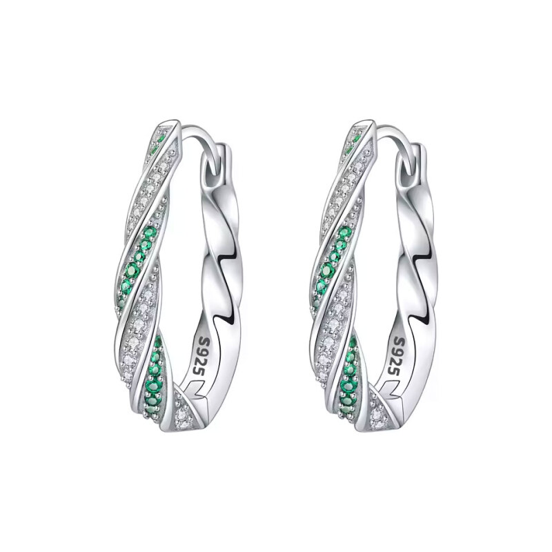 GRACE Silver Jewellery Stříbrné náušnice se zelenými zirkony - stříbro 114735365