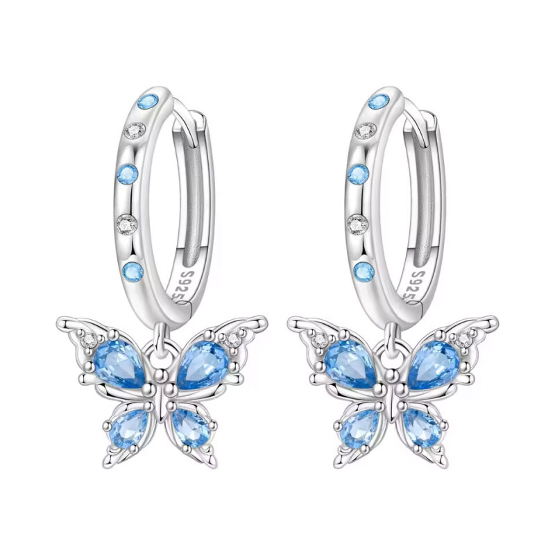 GRACE Silver Jewellery Stříbrné náušnice s motivem modrého motýla - 114735369