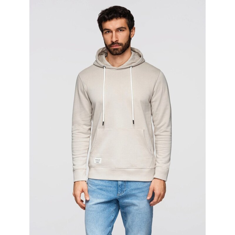 Ombre Clothing Módní béžová mikina s kapucí SSBN-0270