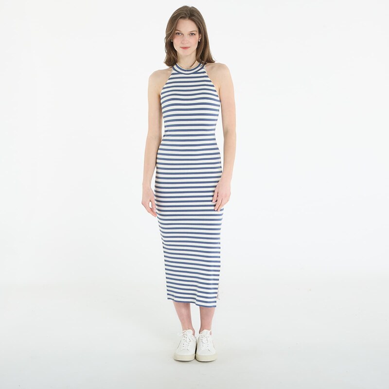 Šaty EA7 Emporio Armani Train Costa Dress Fancy Stripe Blue XS