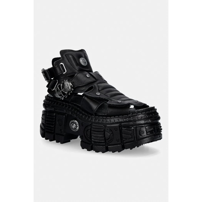 New Rock sandály dámské kožené ITALI NEGRO, TANK CASCO NEGRO PIN 114861660