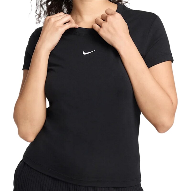Dámské Tričko s krátkým rukávem NIKE W NSW NK CHLL KNT MD CRP FV5508-010 – Černá